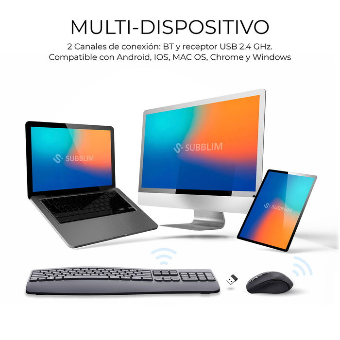 clavier et souris Subblim SUBKBC-DCOPW2 Noir