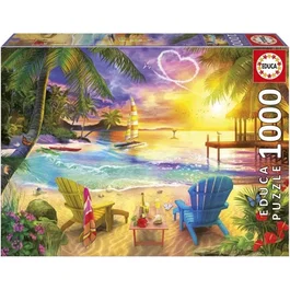 EDUCA Puzzle Plage d'Amour 1000 Pièces 68 x 48 cm pour Adultes Thème Nature