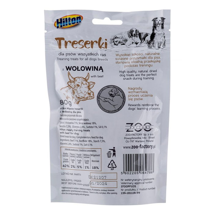 Hilton Snack pour chiens Veau et Viande de bœuf 80 g