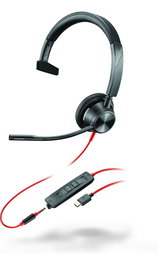 HP Blackwire 3315 - Casque mono Microsoft Teams Certifié avec connexion USB-C, prise 3.5mm et adaptateur USB-C/A
