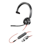 Poly Blackwire 3315 Monaural Certifié Microsoft Teams avec Adaptateur USB-C/A et Jack 3.5 mm - Noir