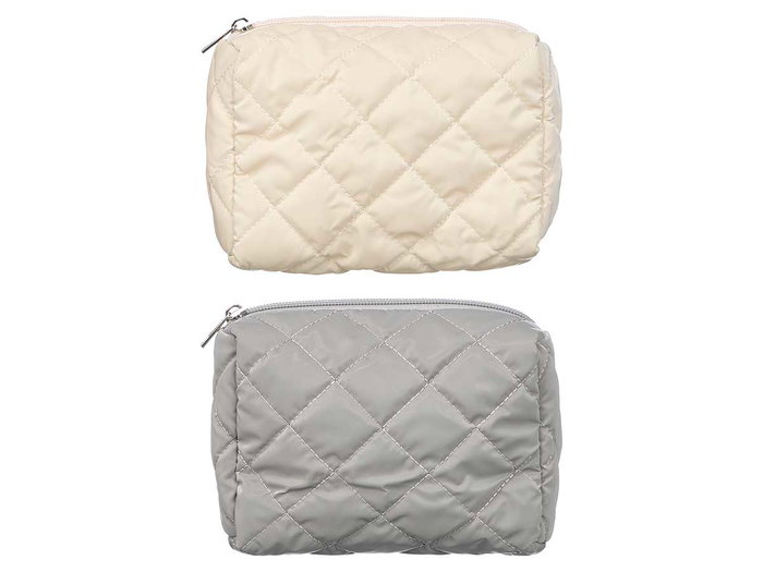 BERILO Trousse de toilette rectangulaire crème et gris