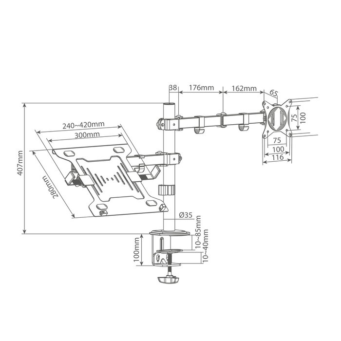 Holmios Support TV/Monitor 17-32 pouces et Ordinateur Portable 10-15,6 pouces Holmios Support TV/Monitor 17-32 pouces et Ordinateur Portable 10-15,6 pouces