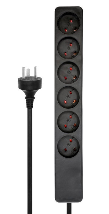 MicroConnect Multiprise EDB danoise 6 prises noire avec câble de 3 m MicroConnect Multiprise EDB danoise 6 prises noire avec câble de 3 m