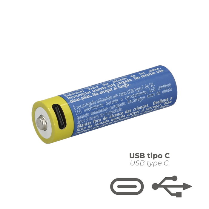 WOLFPACK LINEA PROFESIONAL Piles Lithium AA rechargeables USB-C (4 unités)