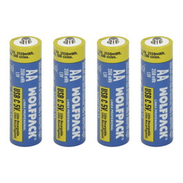 WOLFPACK LINEA PROFESIONAL Piles Lithium AA rechargeables USB-C (4 unités)