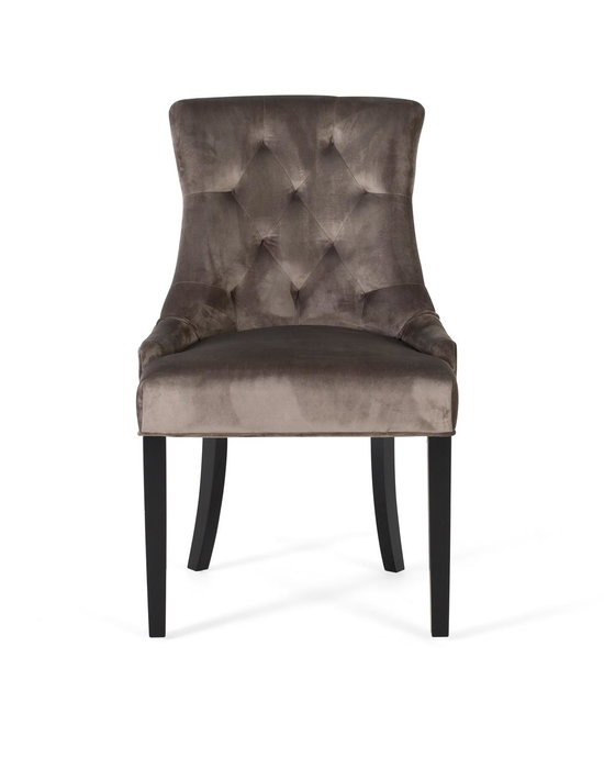 GINER Y COLOMER Lot de 2 chaises rembourrées en simili velours polyester et bois, couleur anthracite (93x57x62 cm)