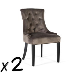 GINER Y COLOMER Lot de 2 chaises rembourrées en simili velours polyester et bois, couleur anthracite (93x57x62 cm)