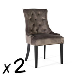 GINER Y COLOMER Lot de 4 chaises en tissu effet velours anthracite