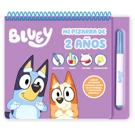 MOOSE Pizarra Actividades 2 Ans, Tableau d'Activités Bluey en espagnol, 32 Pages, Format 27.5x22.5 cm