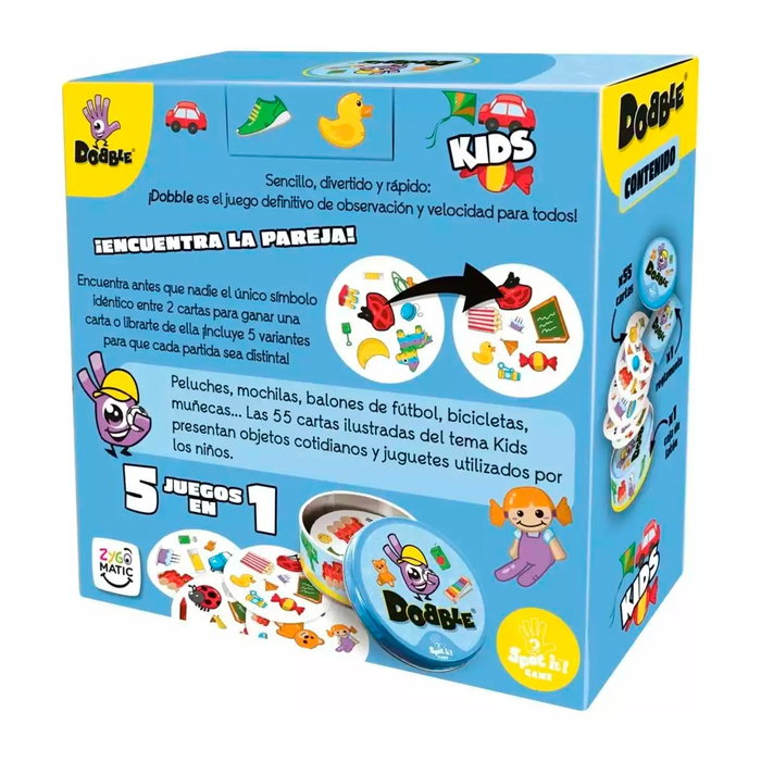 Asmodee Dobble Kids - Jeu de cartes de rapidité pour enfants à partir de 3 ans - Version espagnole