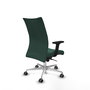 Chaise Albacete confidente Synchro 5 positions Tissu Vert foncé Structure d' aluminium Accoudoir 2D Sans appui-tête Roulettes 65mm pour moquette