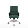 Chaise Albacete confidente Synchro 5 positions Tissu Vert foncé Structure d' aluminium Accoudoir 2D Sans appui-tête Roulettes 65mm pour moquette