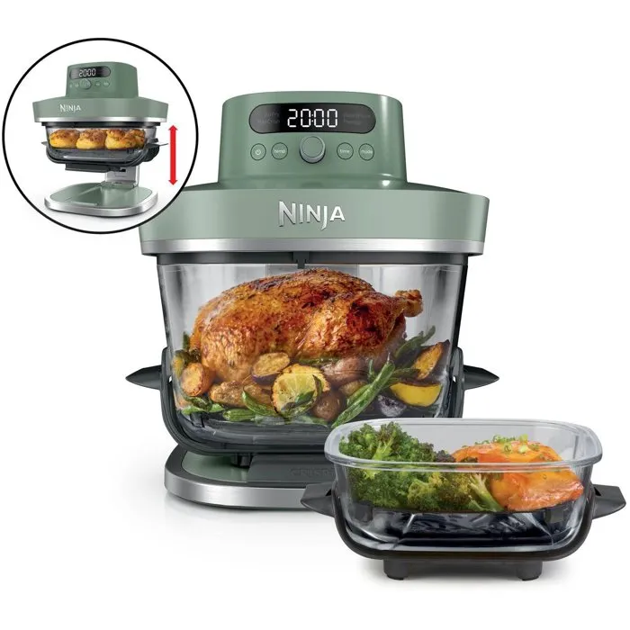 Ninja CRISPI Pro Friteuse sans huile Air Fryer Verre 5,7L + 2,3L 5 programmes 2100W Vert