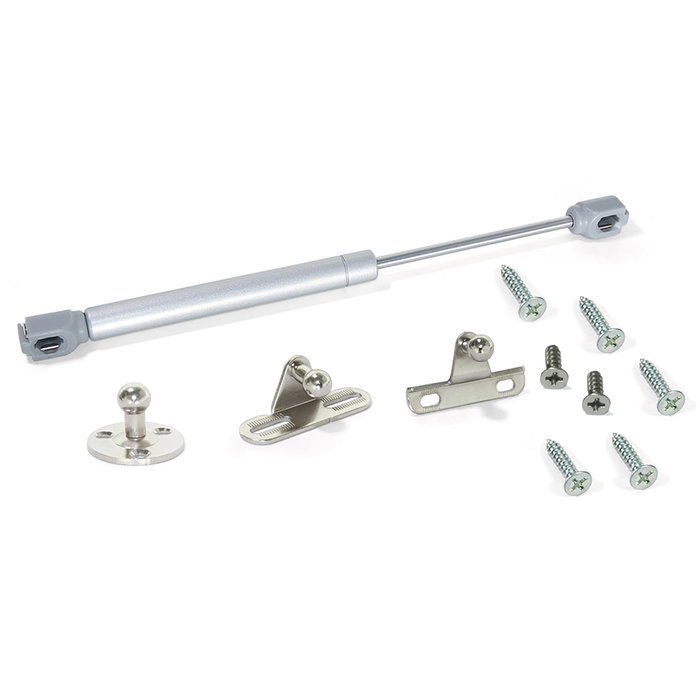 Emuca Lot de 10 pistons pour portes Relevable H, 8kg, course 80mm, avec loquets, acier et plastique, gris métallisé