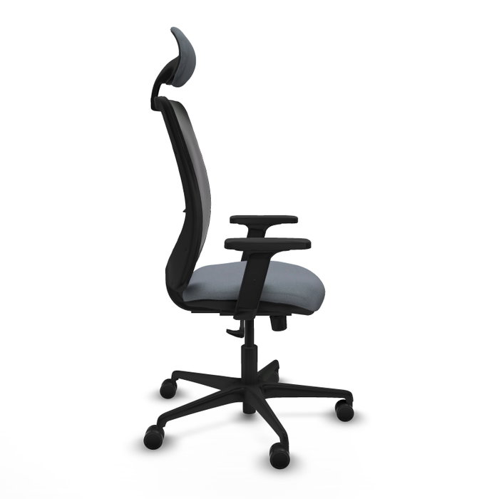 PIQUERAS Y CRESPO Chaise Zulema Synchro Gris et Noir avec Appui-tête et Accoudoirs 2D
