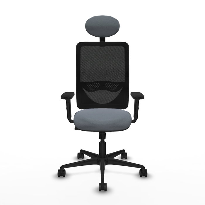 PIQUERAS Y CRESPO Chaise Zulema Synchro Gris et Noir avec Appui-tête et Accoudoirs 2D