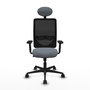 PIQUERAS Y CRESPO Chaise Zulema Synchro Gris et Noir avec Appui-tête et Accoudoirs 2D