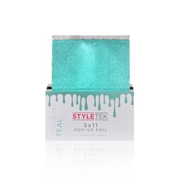Styletek Foil Tease Me Teal - Feuilles de transfert de chaleur extra épaisses avec bord pré-plié pour coloration capillaire - 500 feuilles 5x11 pouces