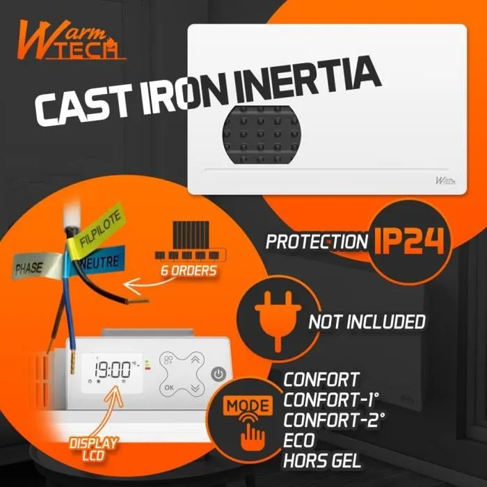Warm Tech Radiateur fixe à inertie fonte 1500 W WTFURIUS15 Blanc Warm Tech Radiateur fixe à inertie fonte 1500 W WTFURIUS15 Blanc