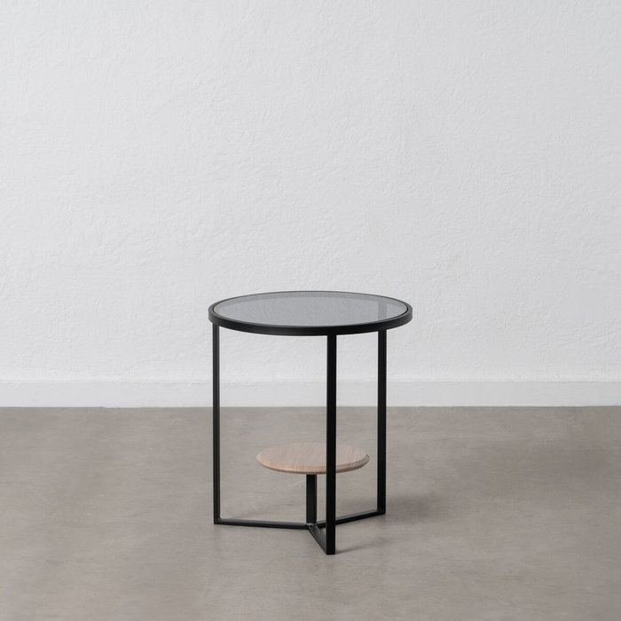 BigBuy Home Table d'appoint Noir Naturel Verre Fer BigBuy Home Table d'appoint Noir Naturel Verre Fer