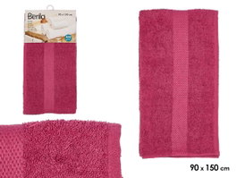 Berilo Serviette de bain unie 90x150 cm Grenat 80% coton 20% polyester (Set de 12)