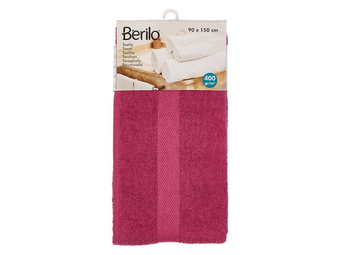Berilo Serviette de bain unie 90x150 cm Grenat 80% coton 20% polyester (Set de 12)