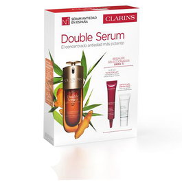 Clarins - Coffret 3 sérums doubles anti-âge avec extraits végétaux pour hydratation, raffermissement et atténuation des rides - 50 ml + Crème yeux 7 ml + Masque 8 ml