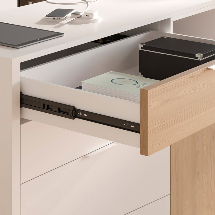 Emuca Lot de 5 jeux de Coulisses pour tiroirs, roulement à billes, hauteur 45mm, profondeur 400mm, sortie totale, fermeture amortie, Noir