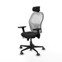 Piqueras y Crespo Chaise de Bureau Jorquera Noir et Blanc avec Appui-tête et Bras 3D