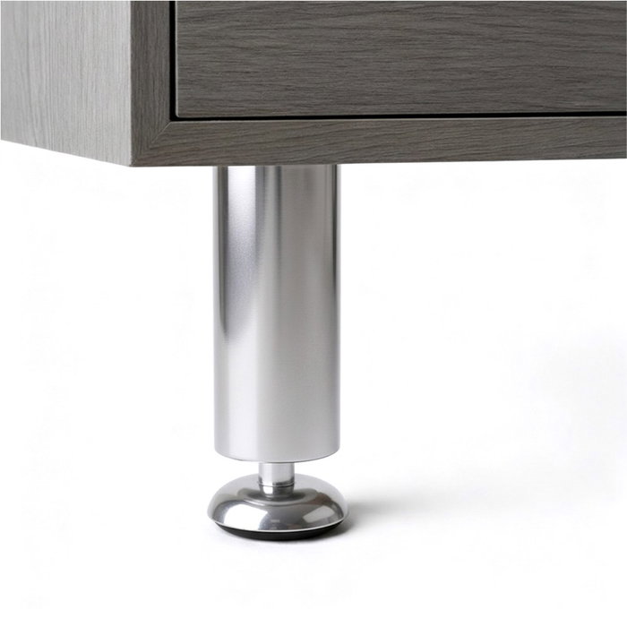 Rei 413 Pied rond en aluminium réglable chromé brillant Ø50 x 150/155 mm