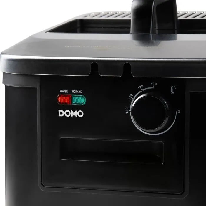 Domo DO545FR Friteuse 4L 2000W, Température Réglable 130-190°C, Technologie Zone Froide, Couvercle Inox avec Fenêtre