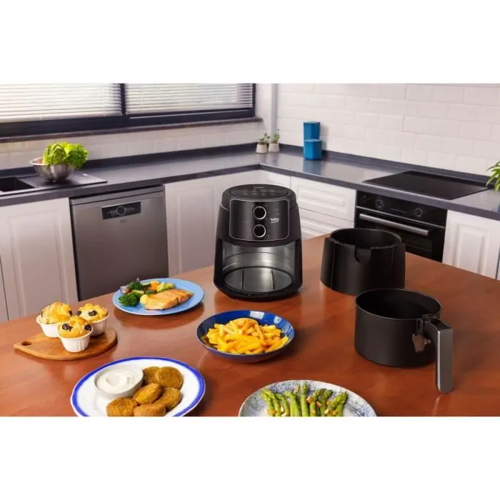 Beko FRL2242B Friteuse sans huile multifonction 3.9 L (0.8 kg frites) 1500 W Noir avec minuteur et sécurité coupe-circuit