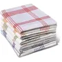Home Linge Passion Lot de 6 torchons de cuisine 100% Coton 50 x 70 cm Multicolore à carreaux - Élégants, absorbants, avec attache