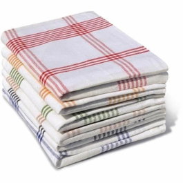 Home Linge Passion Lot de 6 torchons de cuisine multicolore à carreaux, 50 x 70 cm
