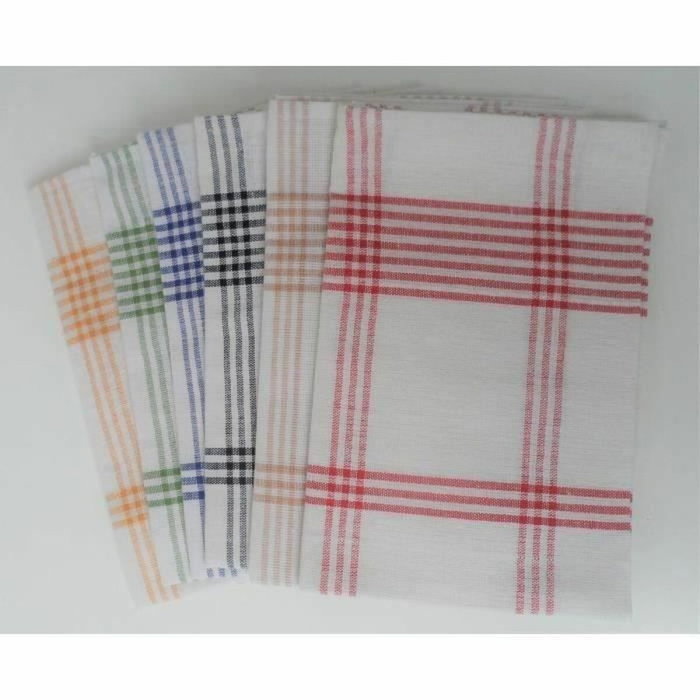 Home Linge Passion Lot de 6 torchons de cuisine multicolores à carreaux
