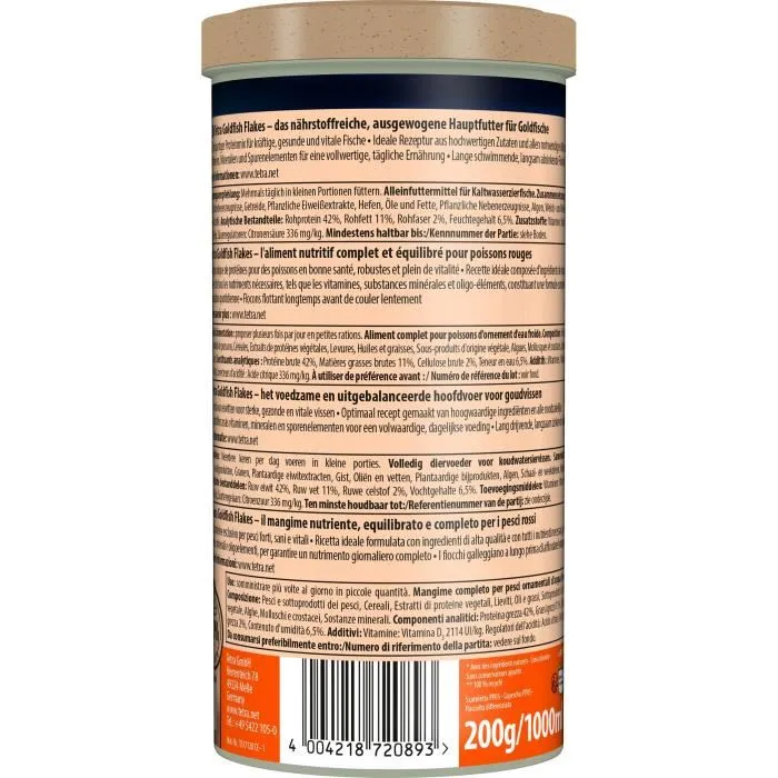 Tetra Goldfish Flocons - Aliment complet en flocons pour poissons rouges - Mélange unique de protéines - Flocons flottants et digestibles - 1 L