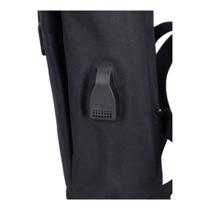 Edm Mochila de oficina noire Pierre Delone avec port USB pour Power Bank, porte-bouteille, 32x42x12 cm