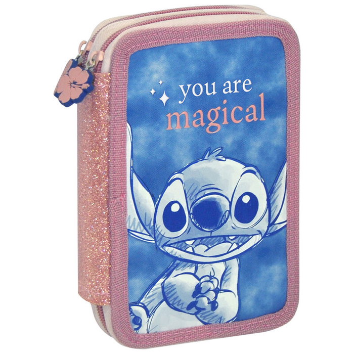 KIDS LICENSING Trousse Stitch Disney Triple - Lot de 3 trousses, dimensions 14 x 20 x 5 cm