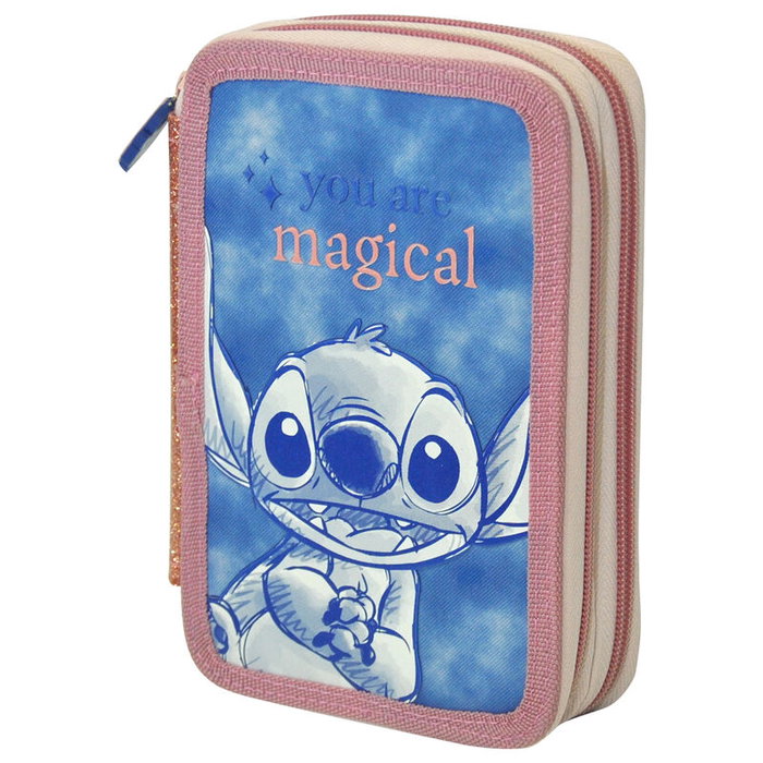 KIDS LICENSING Trousse Stitch Disney Triple - Lot de 3 trousses, dimensions 14 x 20 x 5 cm