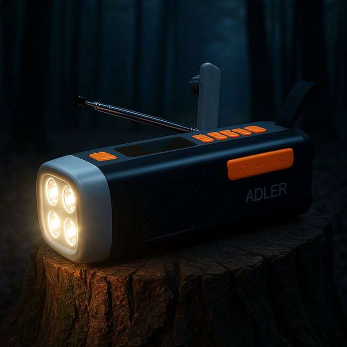 Adler AD 1920 Radio d'urgence solaire dynamo Bluetooth 5.0 Powerbank 4500 mAh Lampe LED 4W FM/AM/SW Adler AD 1920 Radio d'urgence solaire dynamo Bluetooth 5.0 Powerbank 4500 mAh Lampe LED 4W FM/AM/SW