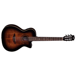 LUNA Art Vintage Nylon Solid Top A/E Distressed Guitare Acoustique-Électrique Grand Auditorium avec Préampli Fishman