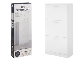 Giftdecor Meuble à chaussures en bois 3 étagères blanc 60x116x24 cm
