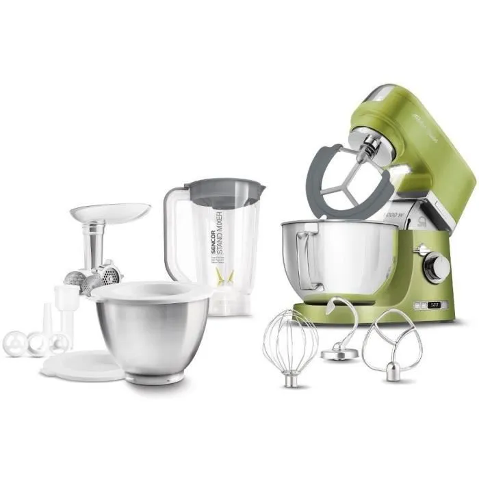 Sencor STM 7870GG Robot Pâtissier 1000 W, Bol Inox 4.5 L, 8 Vitesses, Éclairage LED, Pour Pétrir, Fouetter, Mélanger