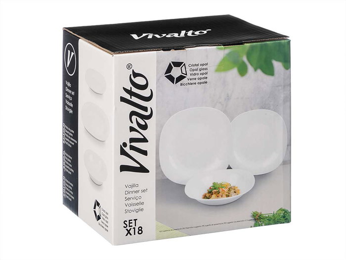 Vivalto Set Vajilla Relieve Opal 18 pièces blanc 26x26x19 cm (Set de 2)