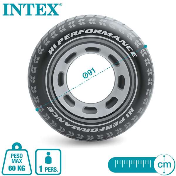Intex - Flotteur en forme de pneu 91 cm, pour enfant de +9 ans, en PVC - 100%