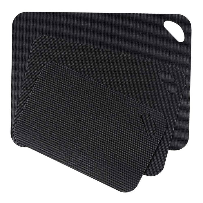 Wenko Lot de 3 planches à découper flexibles antidérapantes noir 38x29cm / 33,5x24cm / 28x18cm