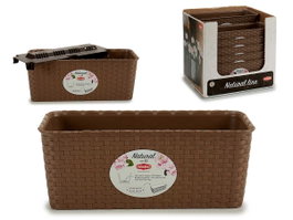 Stefanplast Jardinera avec réserve d'eau 30 cm marron plastique PVC (Set de 12)