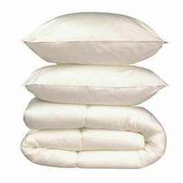 Microfibre - Pack Linge de Lit 1 Couette Chaude 240x260 cm + 2 Oreillers 60x60 cm - Blanc