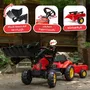 FALK Supercharger - Tracteur à pédales rouge avec pelle frontale articulée et remorque pour enfants 2-5 ans - Jeu de jardin